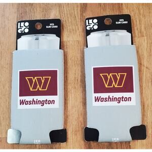 Washington Commanders Set of 2 Slim Can Cooler Sleeves, NFL Coozie Koozie Logo